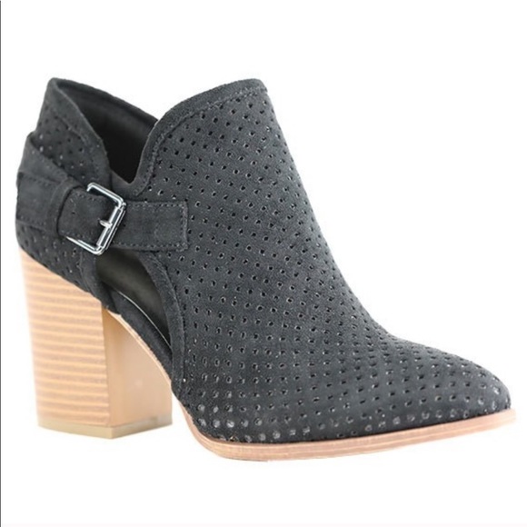 Black Perforated Buckle Booties - Picture 2 of 2